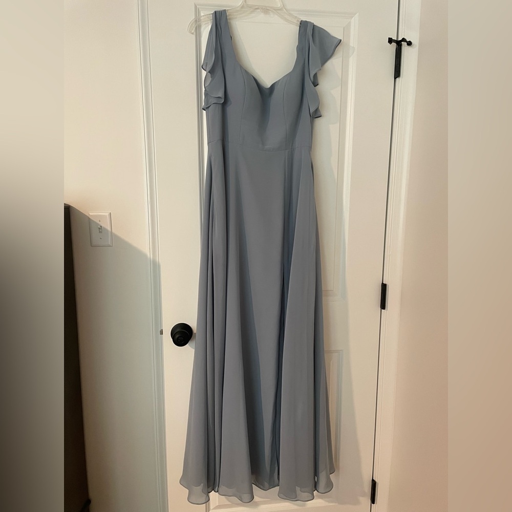 Azazie Light Blue Maxi Dress with Ruffle Sleeves